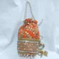 Traditional Hand potli fancy embroidered clutch bag for wedding best gift for women  gol bag. 