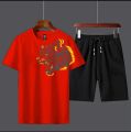 T Shirt and Black Shorts Gym wear Tiger printed summer track Men's Clothing Summer Breathable and comfortable. 