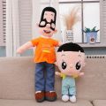 Big head son and small head father plush doll apron mother doll family of three rag doll children's toys. 