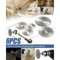6Pcs Wheel Cutting Blades Set HSS Saw Disc for Dremell Drills and Rotary Tools. 
