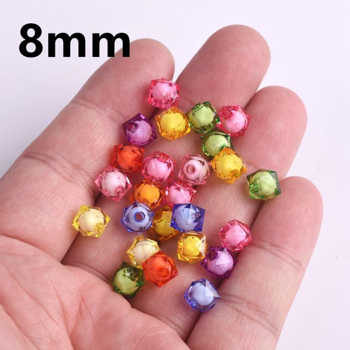 50pcs Cube Octagon Colorful Acrylic Plastic Loose Beads Wholesale lot Crafts Findings for DIY Jewelry Making