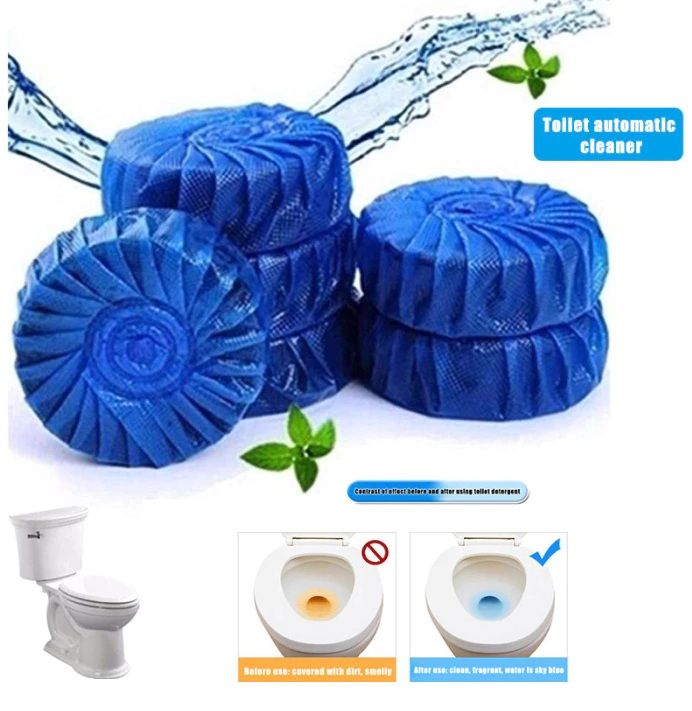 Pack of 10 Tablets Blue Automatic Toilet Cleaner Stain Remover Tabs Tablet Flush Tank automatic Commode cleaner Super market