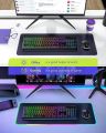 Jelly Comb Backlit Wireless Keyboard, 2.4G Rechargeable Cordless Illuminated Keyboard, Full Size Ergonomic RGB Backlit Gaming Keyboard with Foldable Stand for PC, Laptop, Computer, Desktop, Office model IWG-DHXKB02. 
