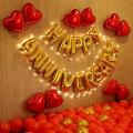 Happy Anniversary decoration set Beautiful Anniversary Surprise theme Happy Anniversary Foil Balloons, Golden and & Red Latex Balloons, Fairy Light, foil Heart Balloons anniversary Combo Kit Pack. 