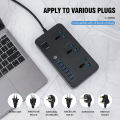 Original Smart Extension Cord Wire Board Multi Socket Lead Universal with 6 USB Ports and 3 Sockets 2500W/10A 6.5ft/200cm Premium Quality. 