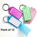 Name Tag Key Chain with label Rectangle Shape Pack of 12 Tag Keyrings or key chains multipurpose. 