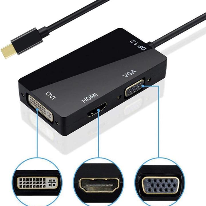 Mini Display Port Thunderbolt to DVI VGA HDMI Adapter Cable, 3 In 1 Adapter Video Converter Cable For MacBook/iMac/Microsoft Surface Pro/Thinkpad