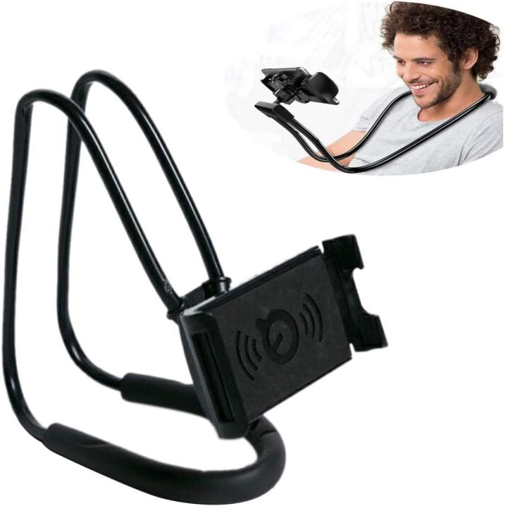 Cell Phone Stand Hanging on Neck Upgraded, Juerly Hands-Free Mobile Phone Holder Clip on Bed/Table 360¡ã Rotation iPhone Tablet Mount Bracket, 27.6''/70 cm Length for 4.7''-7.6'' Screen