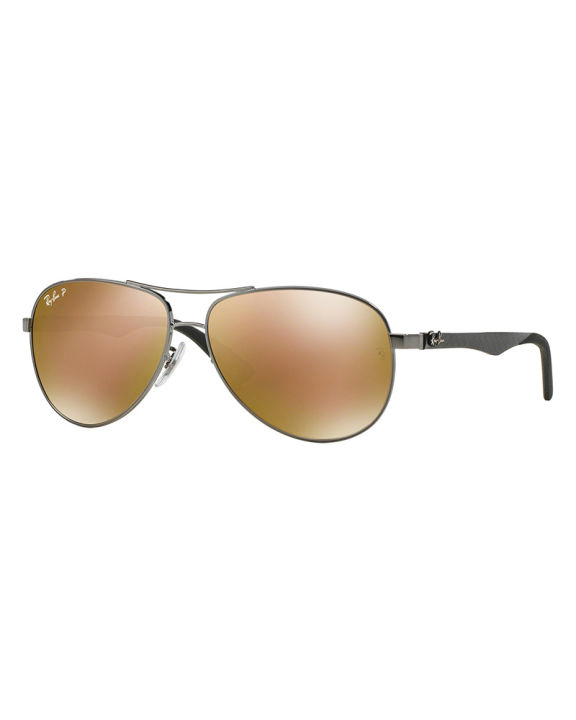 Ray-Ban Carbon Fiber Pilot Metal Frame Brown Mirror, Polarized Lenses-RB8313-004/N3-61