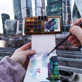Portable Watercolor Palette, 15 Color Sketchbook Palette, Wooden Palette Box, Travel Paint Palette (Without Colors). 