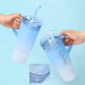New gradient color high-value plastic cup 40oz cold-proof ice cup three-piece set portable portable cup. 