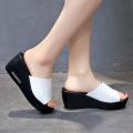 Korean Style Women Wedge heel Platform Shoes High Heels Sandals Slippers Fashion fish mouth wedge slipper women shoes. 