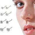 1pc Nose Stud For Woman Round Trend Zircon Nose Ring Body Piercing Jewelry. 