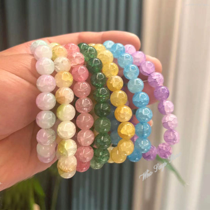 Fashion Pink Crystal Quartz Natural Stone Bracelet Elastic Reiki Healing Energy Strand Bangles Jewelry Beads Lovers Woman Gift
