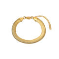 New Non Tarnish Adjustable 18k Gold Stainless Steel Layered Cuban Chain Bracelet Women Men Snake Link Bracelet For Gift. 