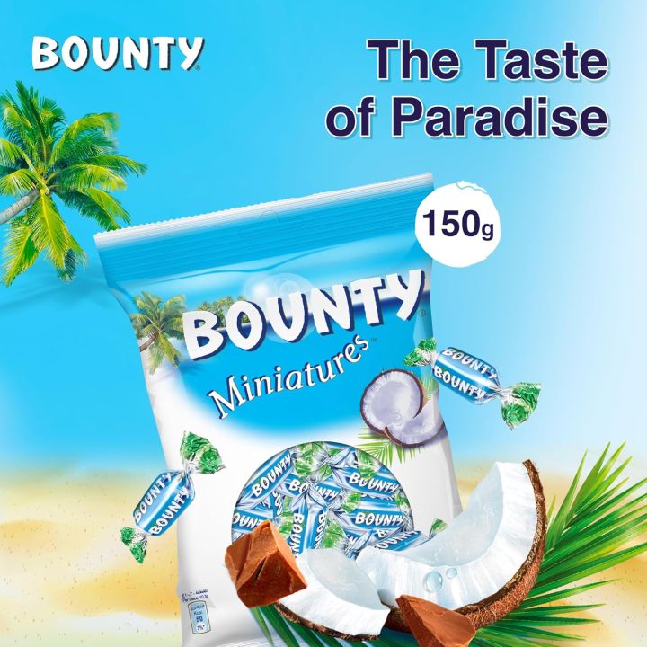 Bounty Miniatures Chocolate, Coconut Filled Chocolate, 150gm Pouch ...