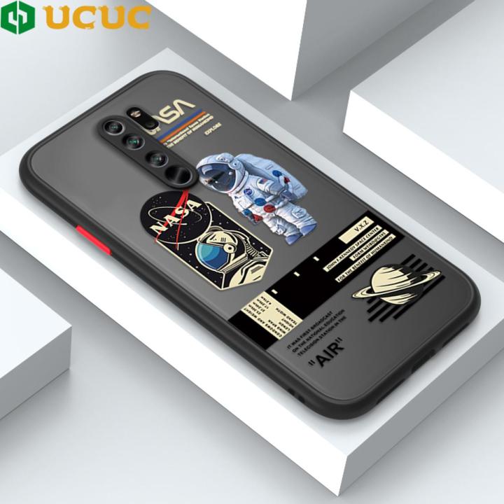 UCUC for Redmi Note 8 Pro Back Cover Astronaut In Space Frosted Transparent Hard Phone Case Thin Shockproof Full Cover Camera Protect Case