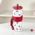 Imported 710ml SUS 316 Double Wall Heavy Weight Stainless Steel Hot and Cold Tea Coffee Mug and Juice Water Bottle with Straw Stainless Steel Car Thermos Cup Thermal Coffee Mug Large Capacity Leakproof Water Bottle for Sport Cold Drink Bottle. 