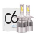 C6 H4 LED Car Headlight LED 36W 3800LM TOTAL 7600LM PAIR ,  2PCS C6 Original LED Headlight COB Car Bulbs Auto Headlamp Fog Lamp H4. 