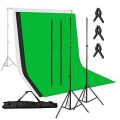 Amzdeal Photography Backdrop Stand kit with 6.6 ft x 10 ft 3 chroma key (Green, white & black) | chroma key background| chroma key stand. 