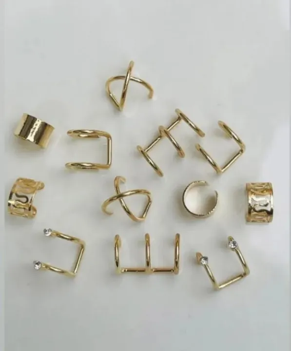 Ear%20Cuff%20Non%20Piercing%20%E2%80%93%206%20Pairs%20of%20Ear%20Clips%20Fashion%20Earring,%20Wrap%20Design%20Metal%2012pcs/Set%20Earrings%20for%20girl%20&%20woman%20-%20Image%208