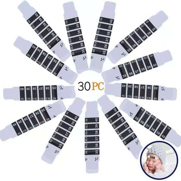 30 Pcs Forehead Thermometer Strips-Instant Read Forehead Thermometer Strips,Reusable Thermometer Strip for Checking Baby Kid Adult Temperature,95℉to 104℉,Travel-Sized
