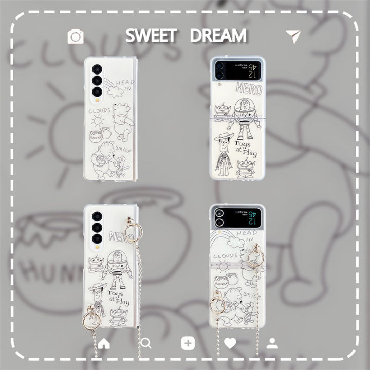 Line Pooh Bear Bass Light Year Applicable to Samsung zflip3/4 Phone Case Foldable Screen zfold2/3/4 Hard Shell