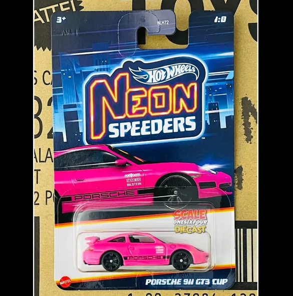 Original 2024 Hot Wheels Neon Speeders 1/8 Porsche 911 GT3 Cup - Pink