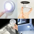 3 LED Touch Ceiling Night Lamp, Battery Powered Stick Tap Touch Lamp LED Light, Self Adhesive Ceiling LED Lights for Room ,Bedside Table Night Light. 