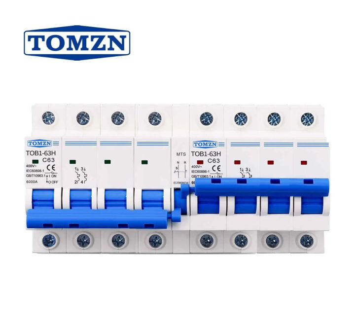 TOMZN AC 2+2 & 4+4 MTS Dual power Manual transfer switch; TOMZN MTS Changeover Breaker; TOMZN MTS (Mannual Transfer Switch) 2+2 & 4+4 MCB circuit breaker with 50/60 Hz switchover
