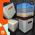 IKEA Style Premium Quality Plastic Storage Basket - Durable Open Storage Organizer Bins For Kitchen, Bathroom, Bedroom, Living Room - Mesh Pattern Design Multipurpose Home/Office Accessories Organizer Box with Handle - 8 Litres Capacity Large. 