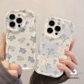 For Tecno Spark 10C Go 2023 10 Camon 20 Infinix Hot 10Lite 20i 8 30i Hot 12 30 9 10 11 20 10T Play Note 12 G96 30 Pro Smart 7 5 6 Plus Retro Fresh Blue Flower Cartoon Cute Cat Cover. 