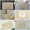 GOLDEN LEAF PLACEMENT  FOR DINING TABLE SIDE TABLE  NON - SLIP WASABLE FANCY MAT SET OF 2 4 6 SIMPLE SOLID COLOURS - QS Bedding. 