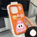 Trendy Cute Cartoon Spongebob Patrick Star Couple Soft Cover Compatible for IPhone 15 11 16 13 14 12 Pro Max X 15 16 14 Plus XR XS Max Luxury Skin Feel Leather Texture Case. 