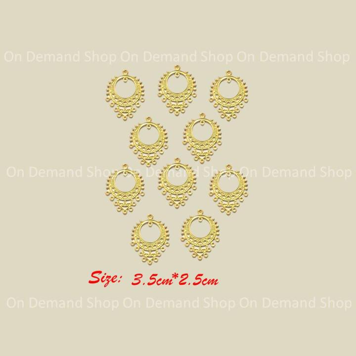 10 pcs pack , golden filigree for earrings pendants ,jewelry bases for resin work , thin metal bases,