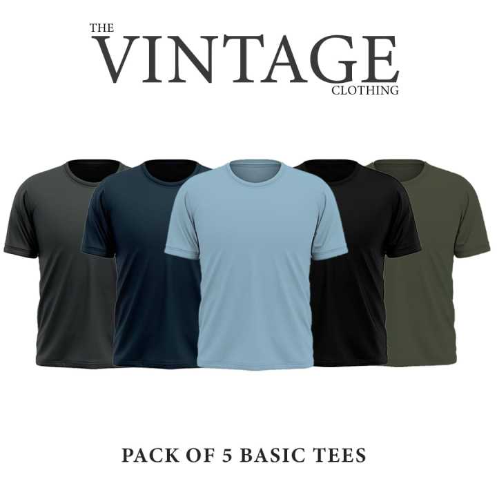 Vintage%20apparels%20Pack%20of%205%20plain%20half%20sleeves%20Multicolor%20Summer%20Friendly%20%20T-shirts%20for%20men%20-%20Image%203
