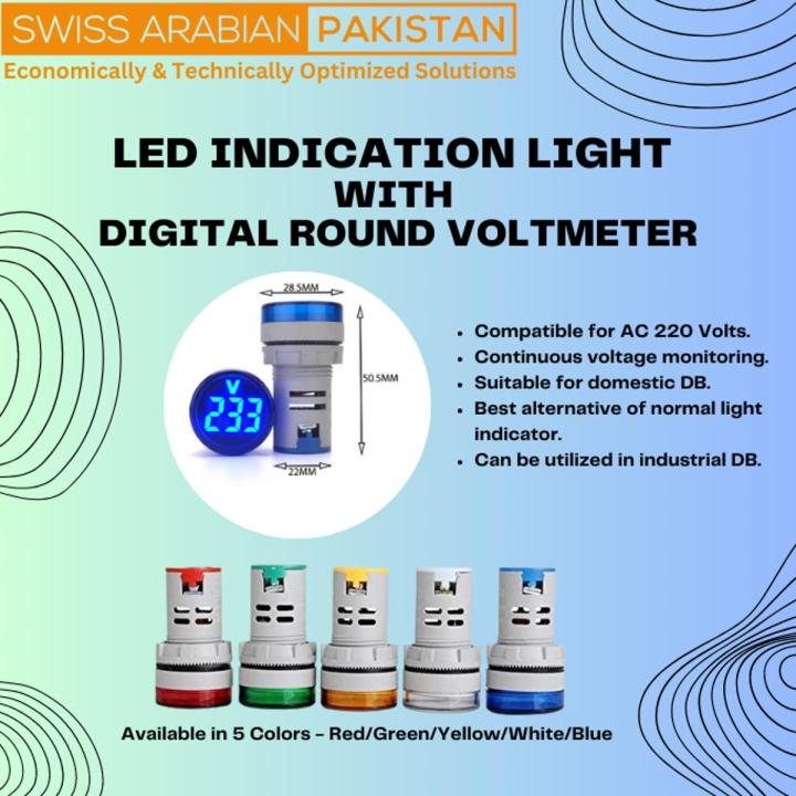LED indicator with Digital AC voltmeter (Round)
