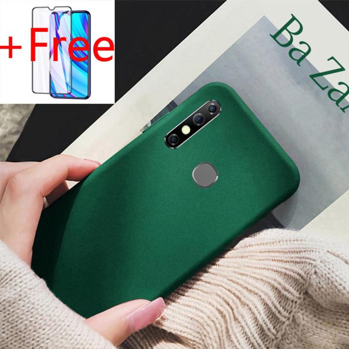 (Free Tempered Glass) Biruiqu For Infinix Hot 8 Anti Shock Slim Soft【Sandstone】Shell Phone Cover Case