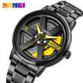 "Men's Rotating Rim Watch - Automatic Sport Watch with Wheel Rim Design | Waterproof & Stylish",Car Wheel Rim Hub Design Sport Automatic Wristwatch. 