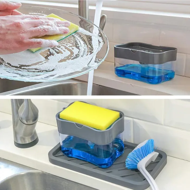 Liquid%20Soap%20Dispenser%20&%20Sponge%20Holder%20-%20Dish%20Soap%20Pump%20Sponge%202-in-1%20-%20Counter%20Top%20Sink%20Press%20Soap%20Box%20-%20Pump%20Soap%20Dispensing%20with%20Sponge%20Caddy%20385ml%20-%20Dish%20Washing%20Scrub%20Cleaning%20-%20Image%209