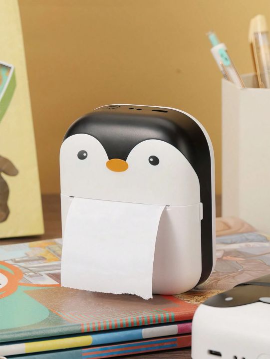 Mini printer C9 Small Portable Rechargeable Printer With Cute Penguin Design, Including A Roll Of Thermal printer Paper
