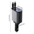 120W 4 IN 1 Retractable Car Charger Fast Charge Cord Cigarette Lighter Adapter. 