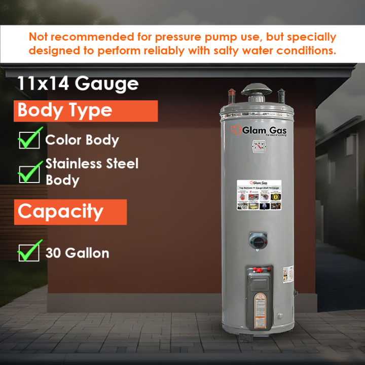 11×14 Gauge Hybrid Water Heater (Gas + Electric) – 30 Gallon ...
