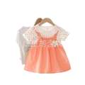 2024 Summer New Girl's Round Neck Dress Baby Girl Cotton Fashion Sling Fake Two Princess Skirts. 