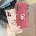 For Samsung Galaxy A71 Cover + Ring Holder Stand Shiny Plating Square Bumper Phone Case Lens Protection Soft Silicone Shockproof Protective Back Cover. 