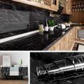 60*200 cm Original Kitchen Marble Sheet Self Adhesive Black & White Marble Sheet for Kitchen  Anti Oil Water Proof & Heat Resistant Sheet For Countertops Wall Sticker DIY Sheet Wall Paper PVC Decorative Sheet. 