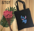 (SHIP TODAY- READY STOCK) Stitch Canvas bag Shopping Tote bags Tote bag Bag Tuisyen Sekolah Tuition bag Shoulder bag. 