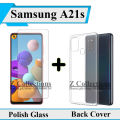 Samsung Galaxy A21s Tempered Glass Screen Protector Polish Glass + Back Cover Soft Crystal Clear Transparent Case For Galaxy A21s. 