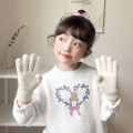 Emojis Children's Five Fingers Cute Korean Version Wool Thickened Warm Knitted Parent Child Gloves Autumn and Winter Primary School Students. 