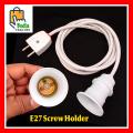 Light Bulb Holder Extension E27 Screw Type With Male Plug, 40/76 China Copper Wire Screw/Pin Light AC/DC LED Light Bulb Extension Cable. 